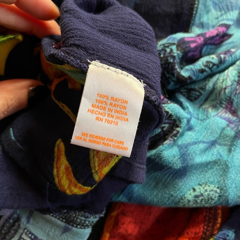 La Cera Patchwork Button Up Whimsical Boho Multic… - image 3